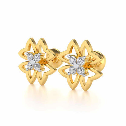 Fleur delicate Silver Studs - Yellow Gold - Image 3