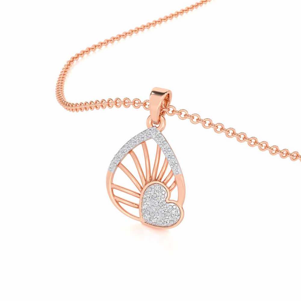 Floating Heart Silver Pendant - Rose Gold - Image 2