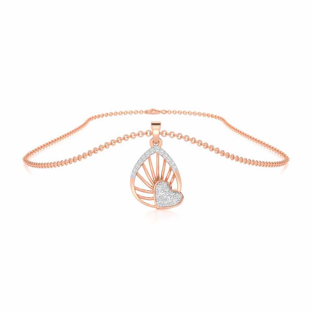 Floating Heart Silver Pendant - Rose Gold - Image 3