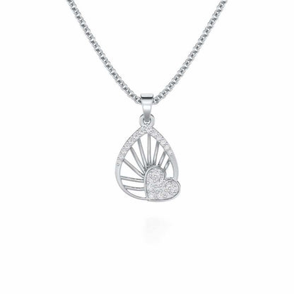 Floating Heart Silver Pendant - White Gold - Image 1