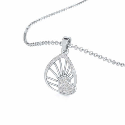 Floating Heart Silver Pendant - White Gold - Image 2