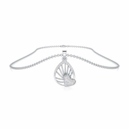 Floating Heart Silver Pendant - White Gold - Image 3