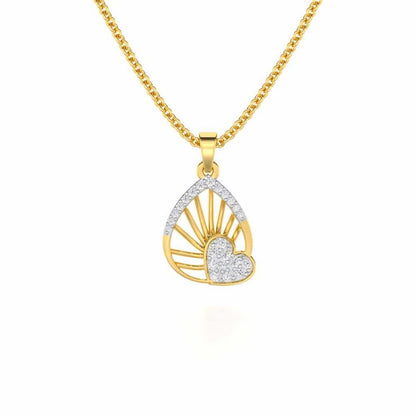 Floating Heart Silver Pendant - Yellow Gold - Image 1