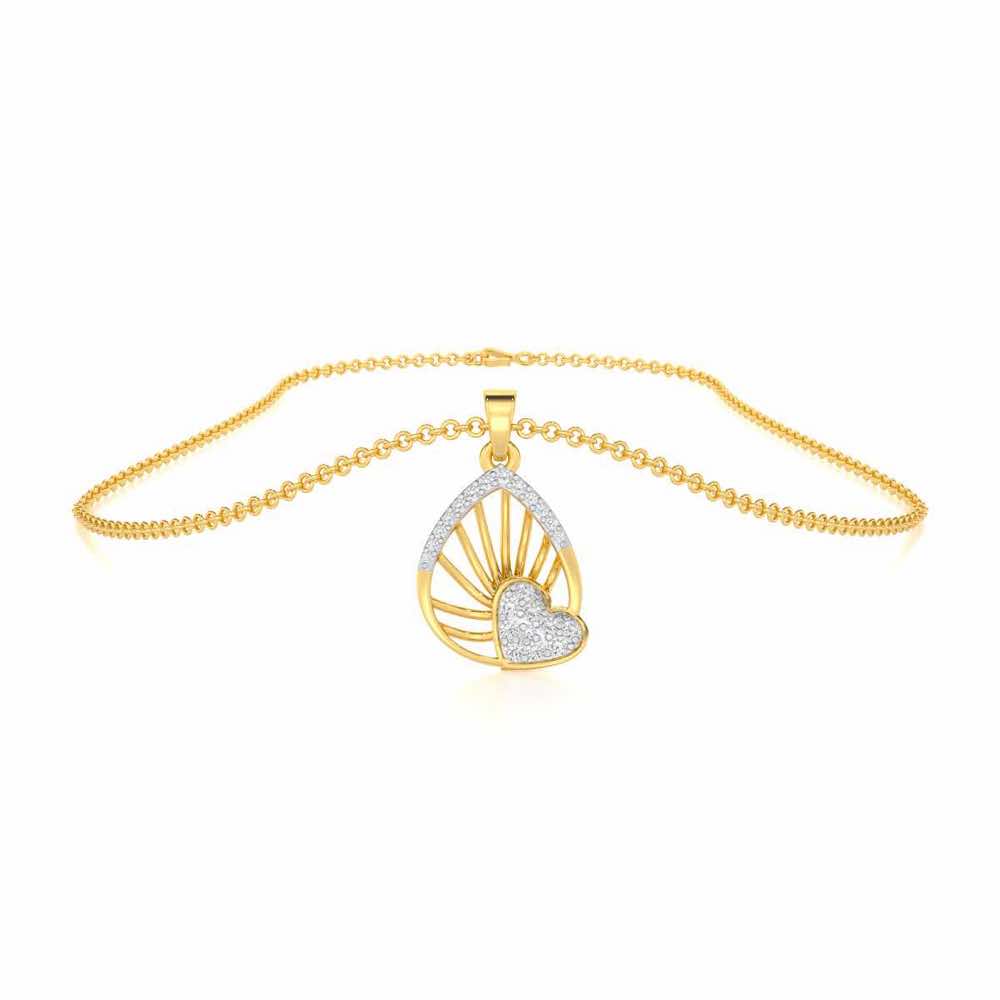Floating Heart Silver Pendant - Yellow Gold - Image 3