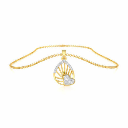 Floating Heart Silver Pendant - Yellow Gold - Image 3