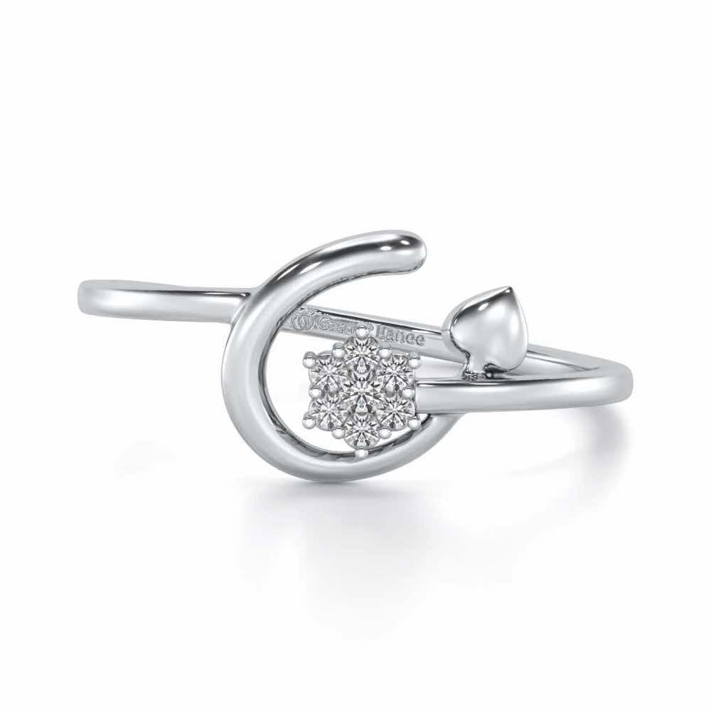 Flora C Silver Ring - White Gold - Image 5