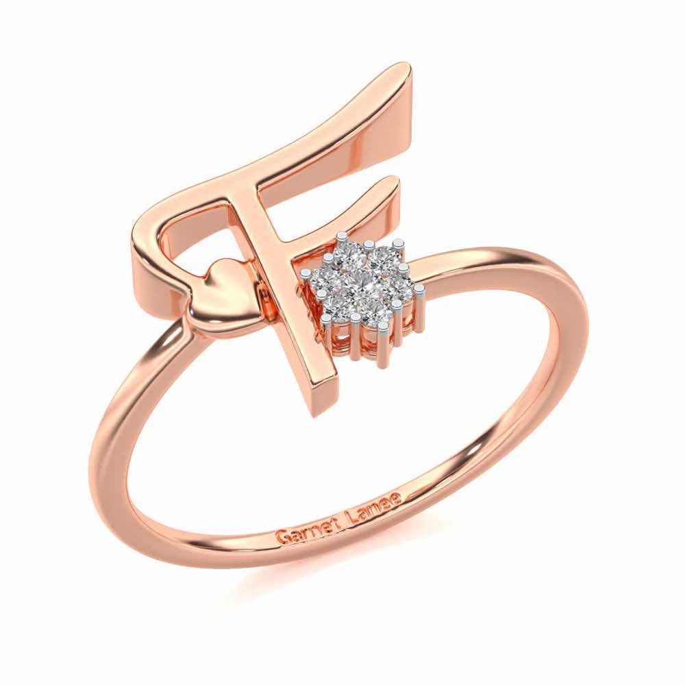 Flora F Silver Ring - Rose Gold - Image 1