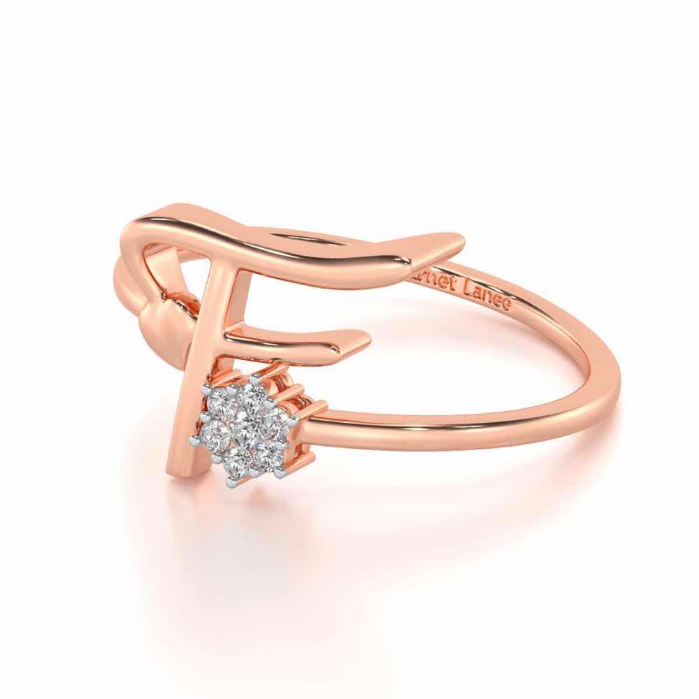 Flora F Silver Ring - Rose Gold - Image 2
