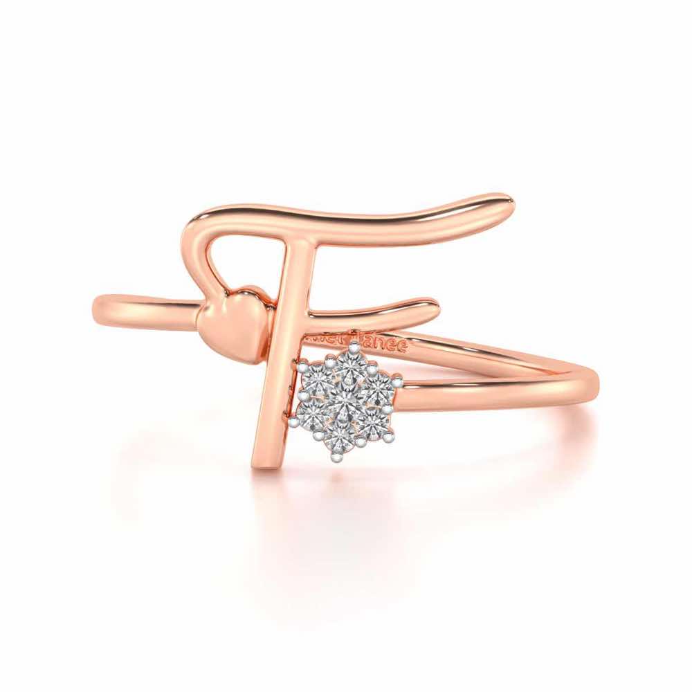 Flora F Silver Ring - Rose Gold - Image 4