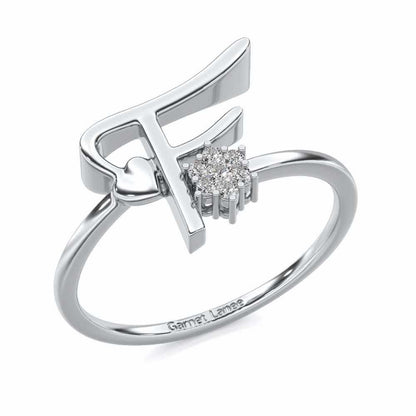 Flora F Silver Ring - White Gold - Image 1