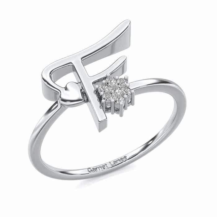 Flora F Silver Ring - White Gold - Image 1