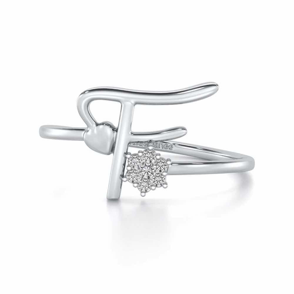 Flora F Silver Ring - White Gold - Image 4