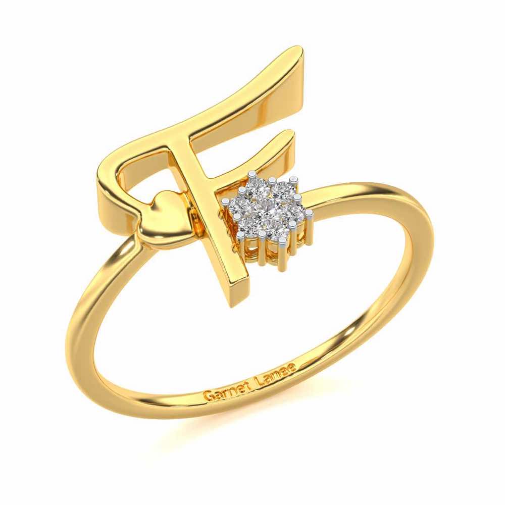 Flora F Silver Ring - Yellow Gold - Image 1