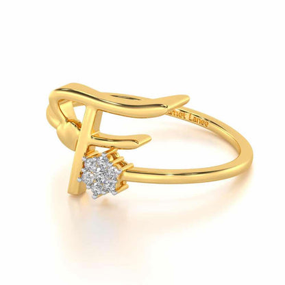 Flora F Silver Ring - Yellow Gold - Image 2