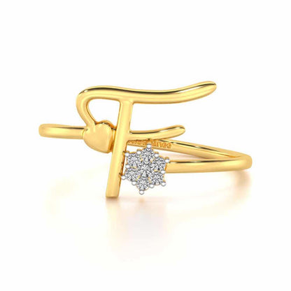 Flora F Silver Ring - Yellow Gold - Image 4