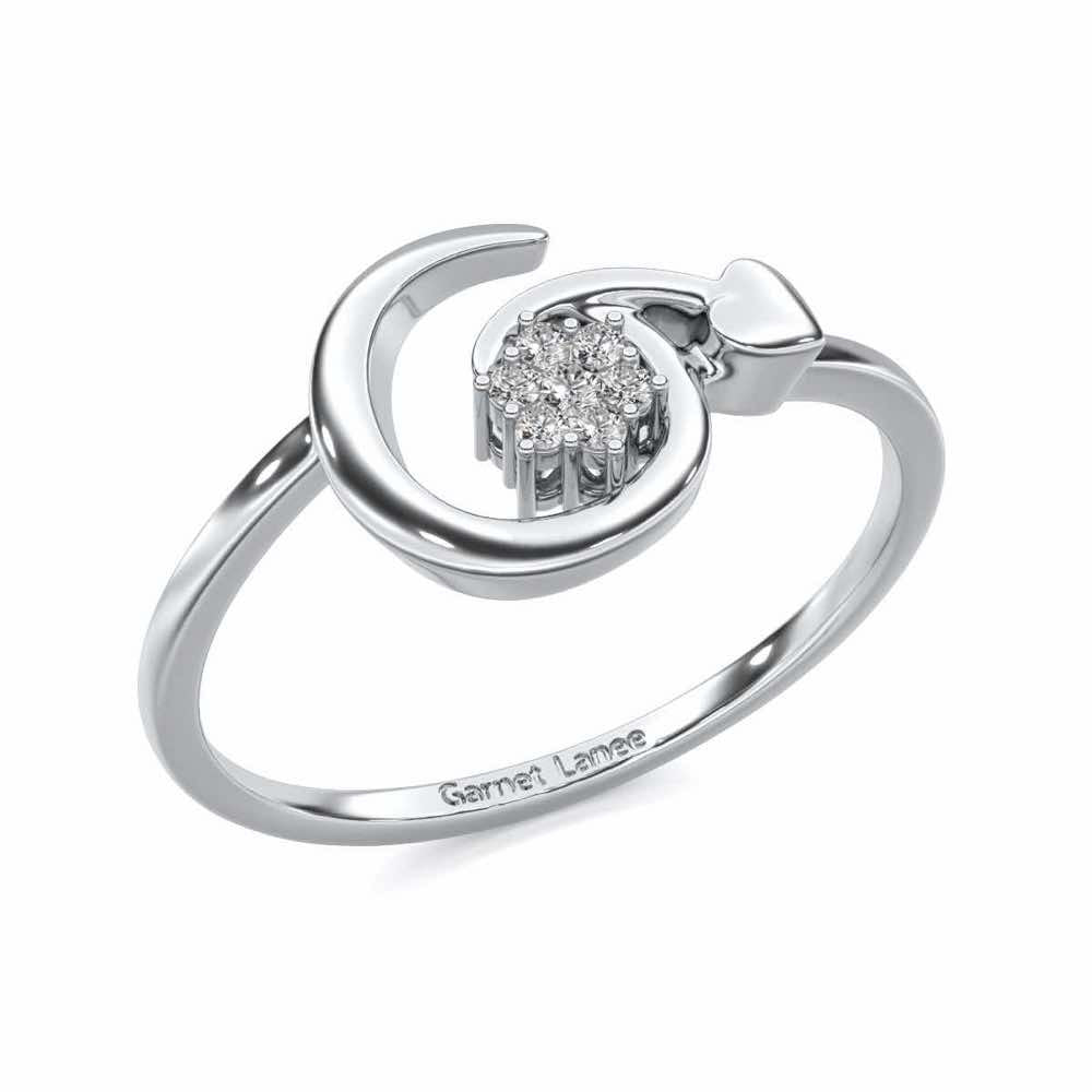 Flora G Silver Ring - White Gold - Image 1