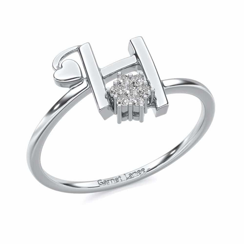 Flora H Silver Ring - White Gold - Image 1