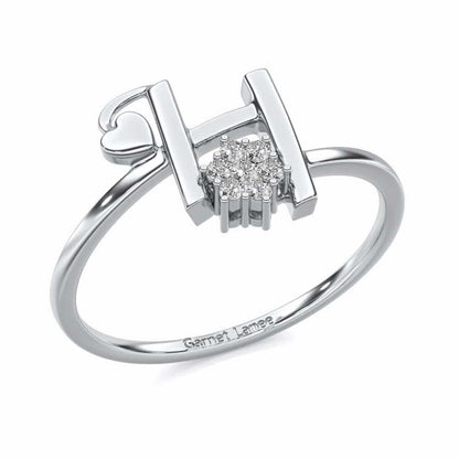 Flora H Silver Ring - White Gold - Image 1