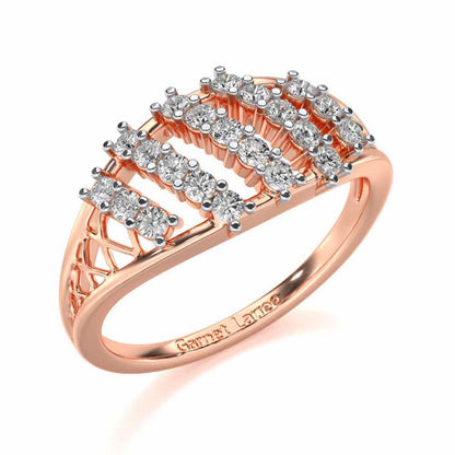 Flora Lattice Silver Ring - Rose Gold - Image 1