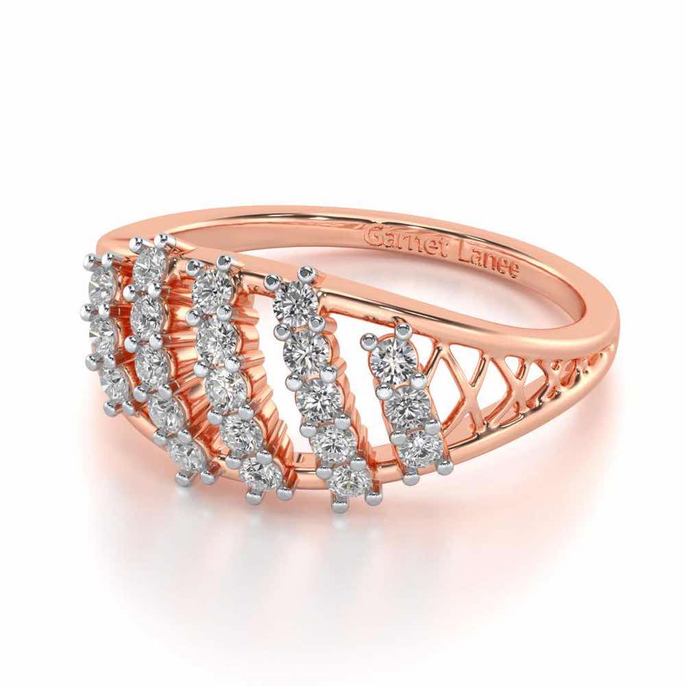 Flora Lattice Silver Ring - Rose Gold - Image 2
