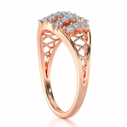 Flora Lattice Silver Ring - Rose Gold - Image 3