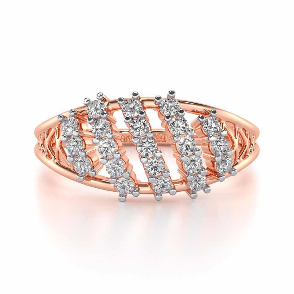 Flora Lattice Silver Ring - Rose Gold - Image 4