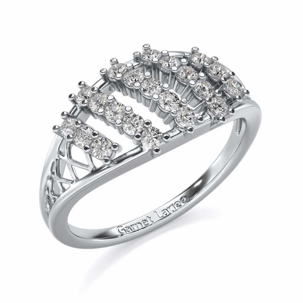 Flora Lattice Silver Ring - White Gold - Image 1