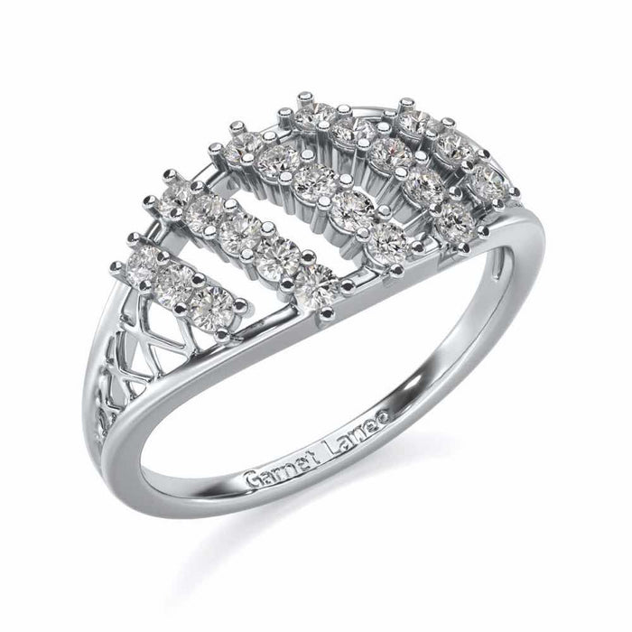 Flora Lattice Silver Ring - White Gold - Image 1