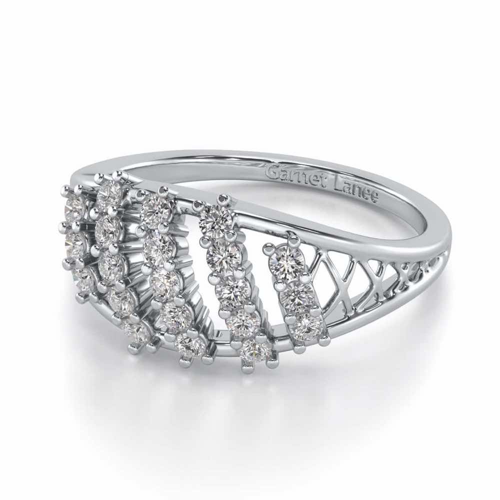 Flora Lattice Silver Ring - White Gold - Image 2