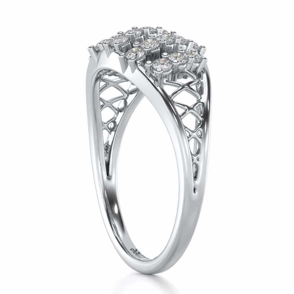 Flora Lattice Silver Ring - White Gold - Image 3