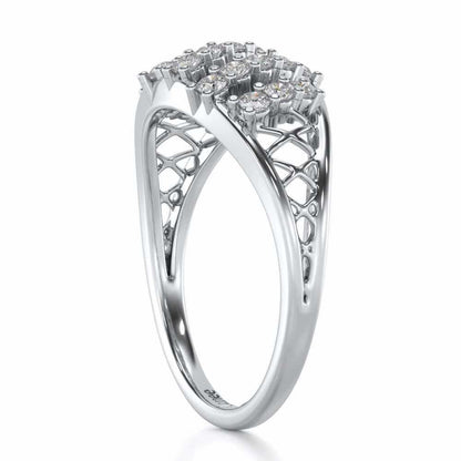 Flora Lattice Silver Ring - White Gold - Image 3