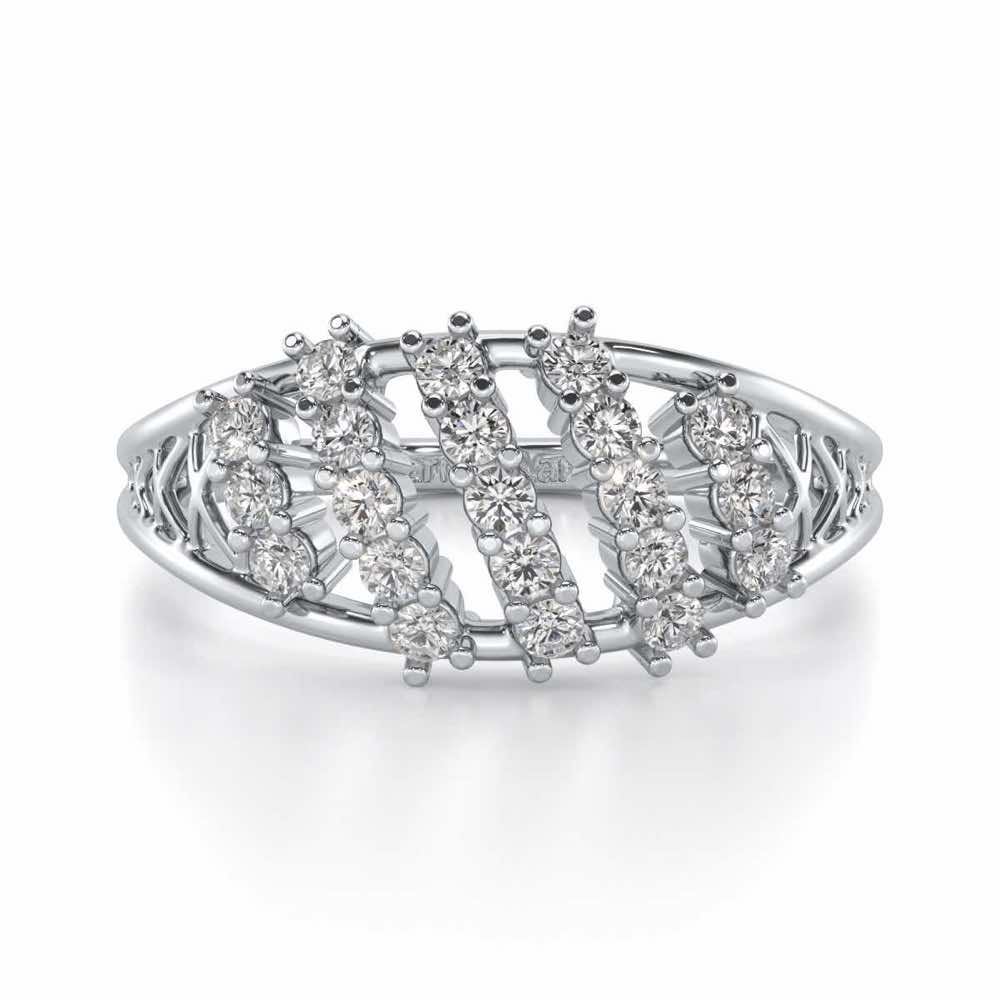 Flora Lattice Silver Ring - White Gold - Image 4