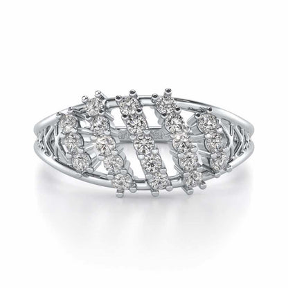 Flora Lattice Silver Ring - White Gold - Image 4