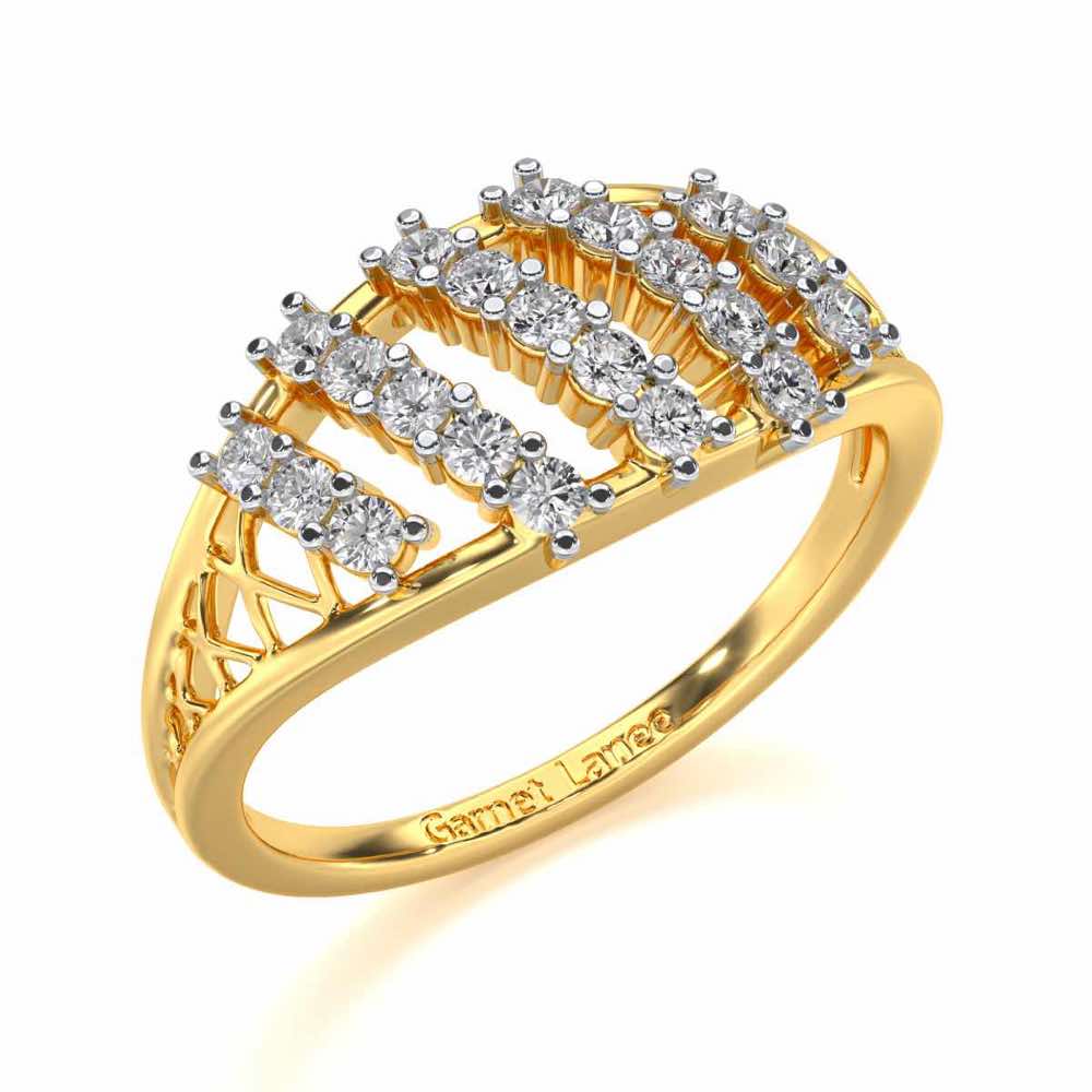 Flora Lattice Silver Ring - Yellow Gold - Image 1