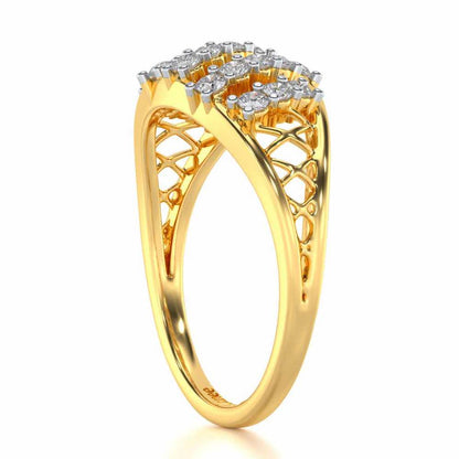 Flora Lattice Silver Ring - Yellow Gold - Image 3