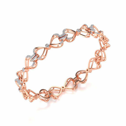 Flora Locked Silver Bangles - Rose Gold - Image 1