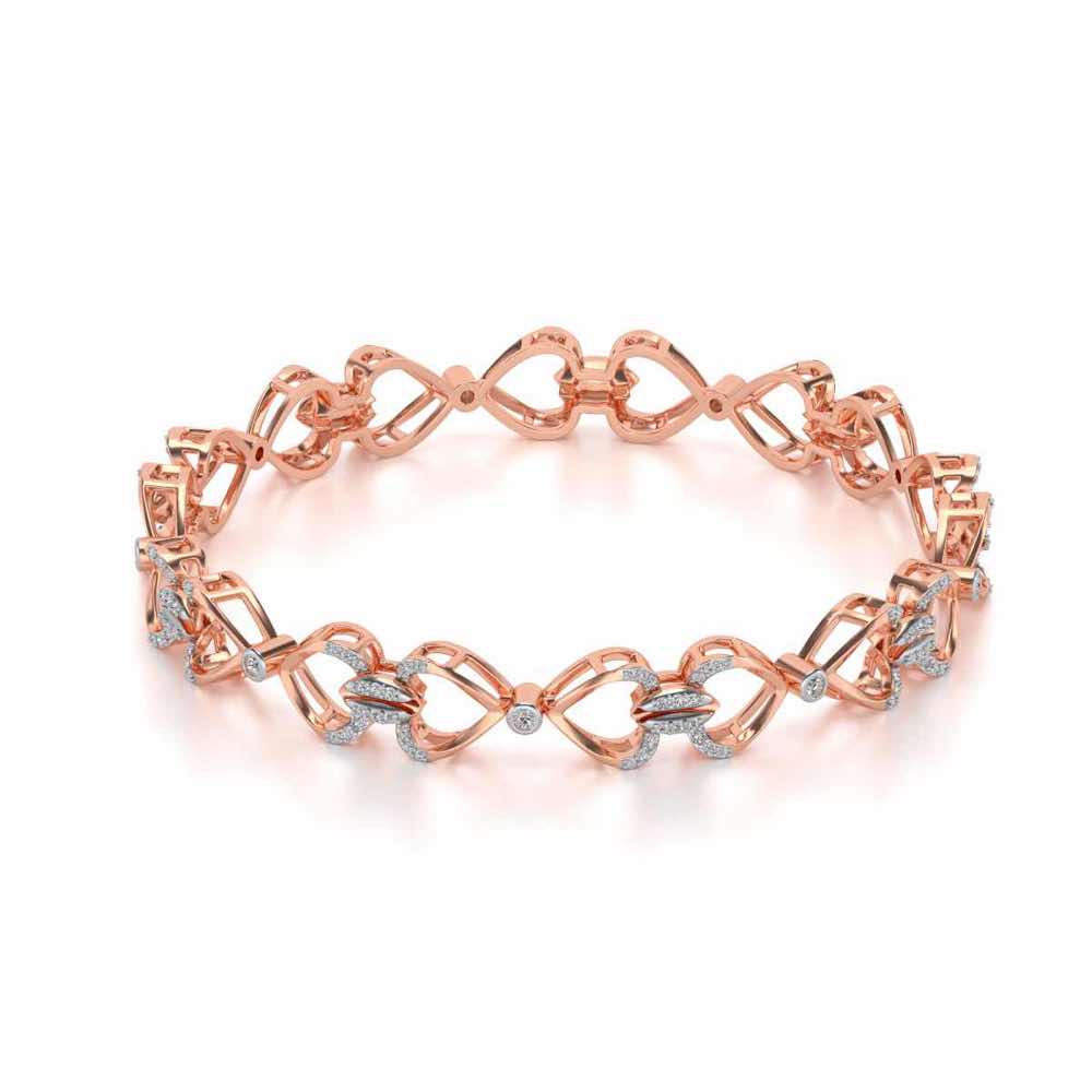 Flora Locked Silver Bangles - Rose Gold - Image 2