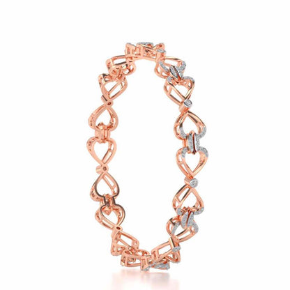 Flora Locked Silver Bangles - Rose Gold - Image 3