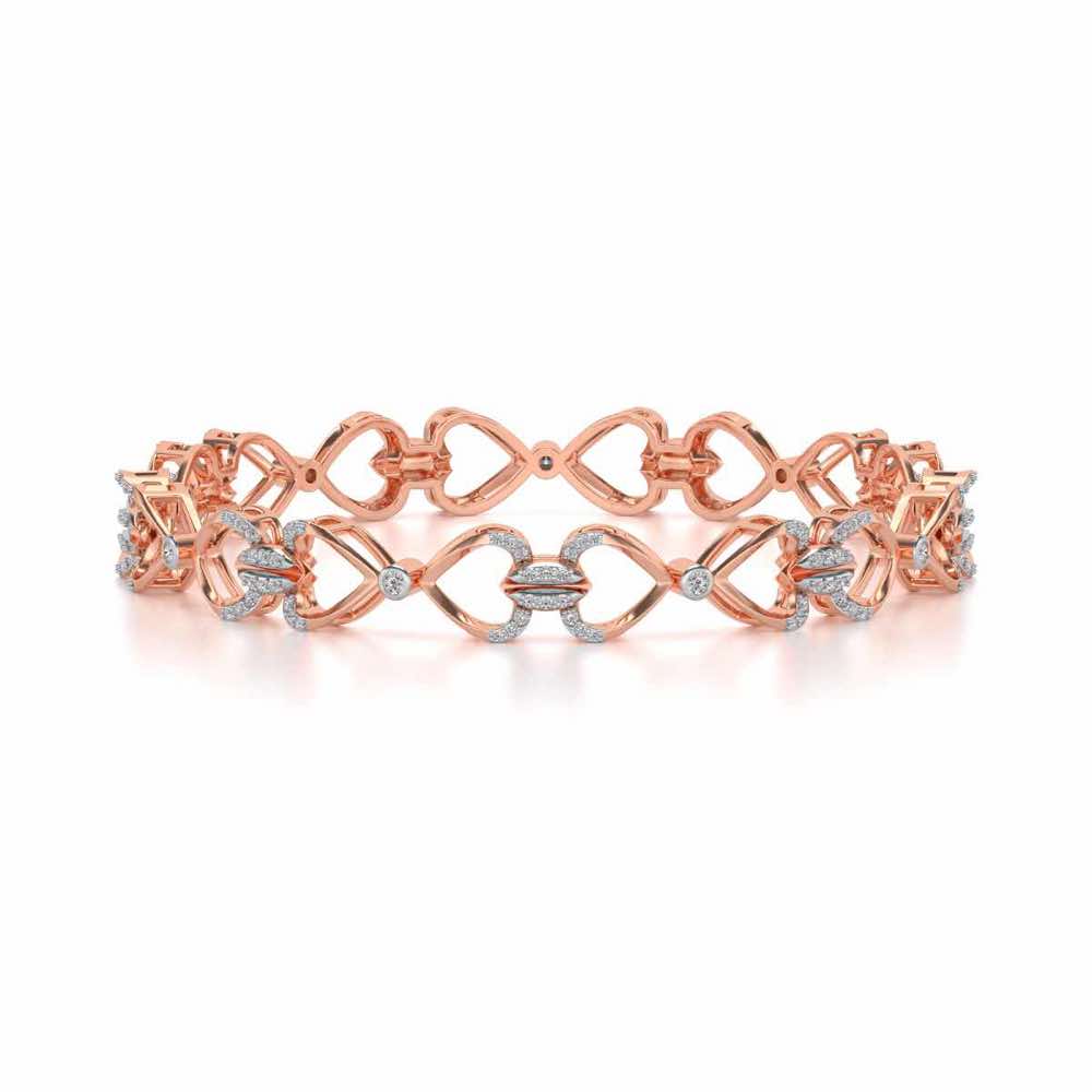 Flora Locked Silver Bangles - Rose Gold - Image 4