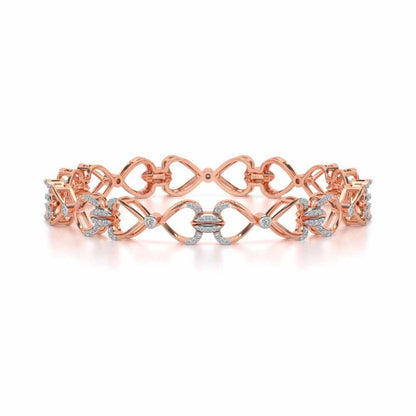 Flora Locked Silver Bangles - Rose Gold - Image 4