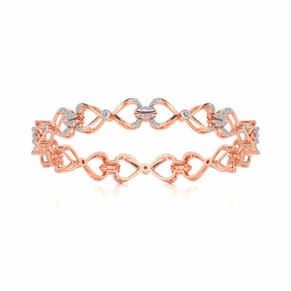 Flora Locked Silver Bangles - Rose Gold - Image 5
