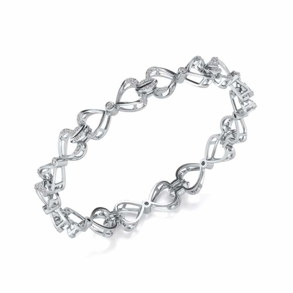 Flora Locked Silver Bangles - White Gold - Image 1