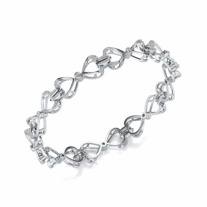 Flora Locked Silver Bangles - White Gold - Image 1