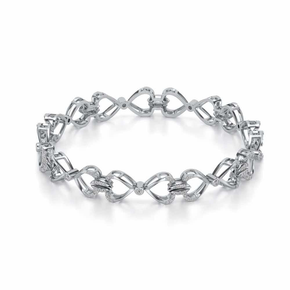 Flora Locked Silver Bangles - White Gold - Image 2