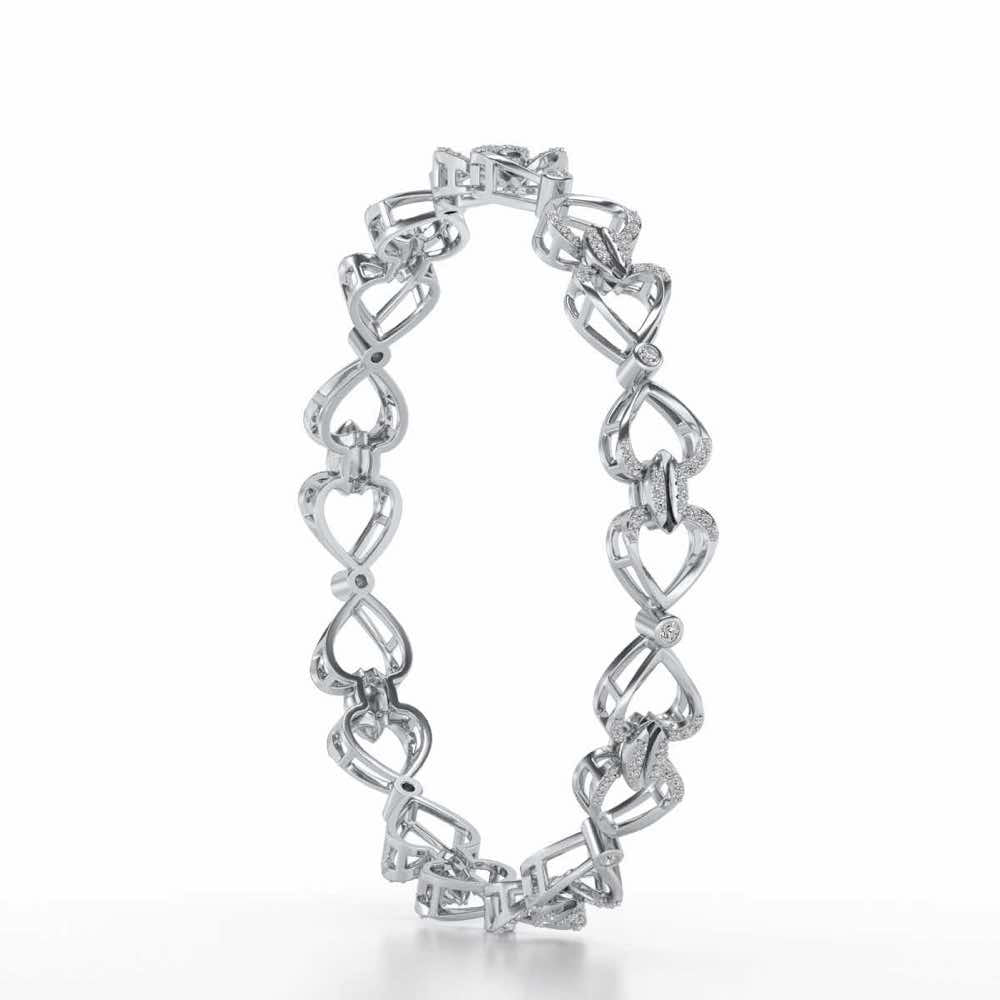 Flora Locked Silver Bangles - White Gold - Image 3