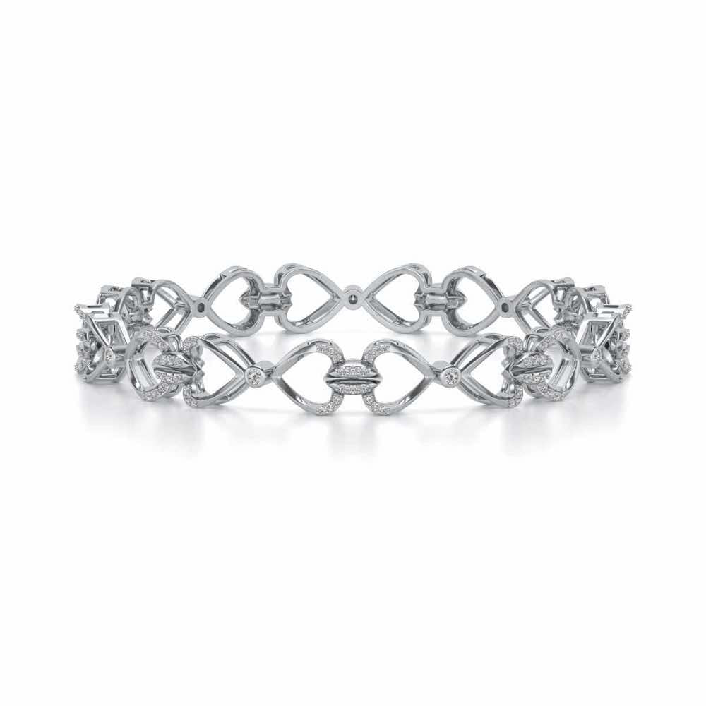 Flora Locked Silver Bangles - White Gold - Image 4