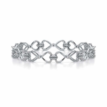 Flora Locked Silver Bangles - White Gold - Image 4