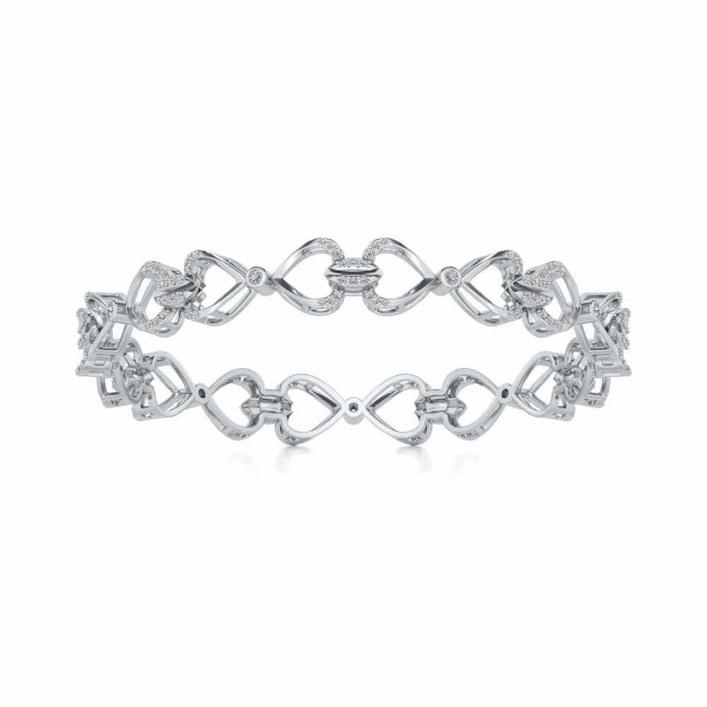 Flora Locked Silver Bangles - White Gold - Image 5