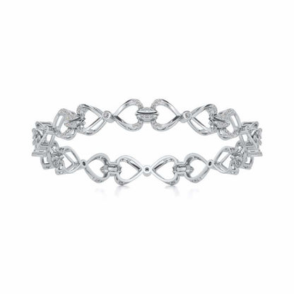Flora Locked Silver Bangles - White Gold - Image 5