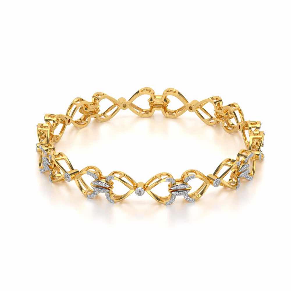 Flora Locked Silver Bangles - Yellow Gold - Image 2